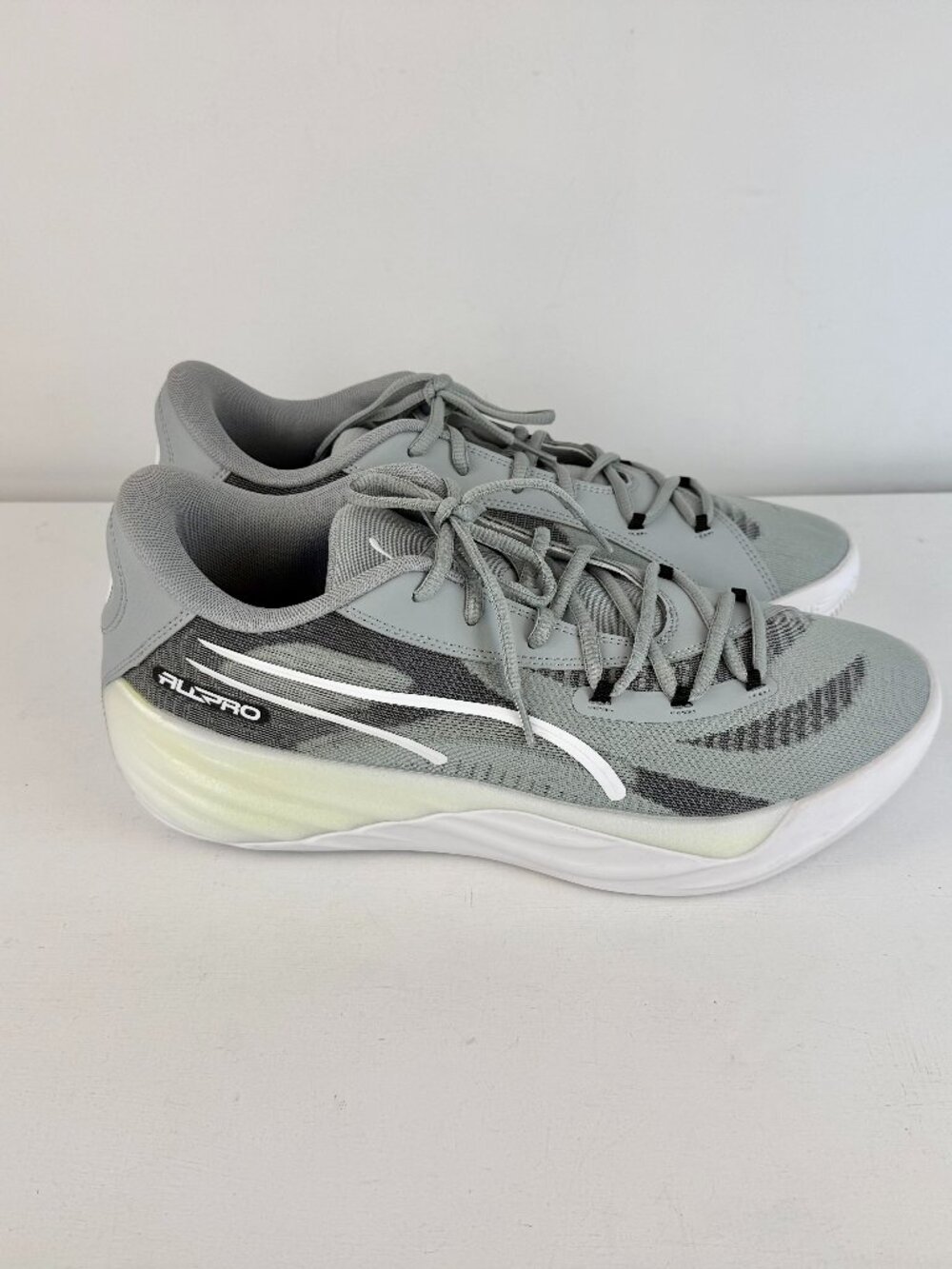 Men's 11.5 - Puma ALL Pro Nitro Team Gray Canvas Basketball Shoes - 379081-05